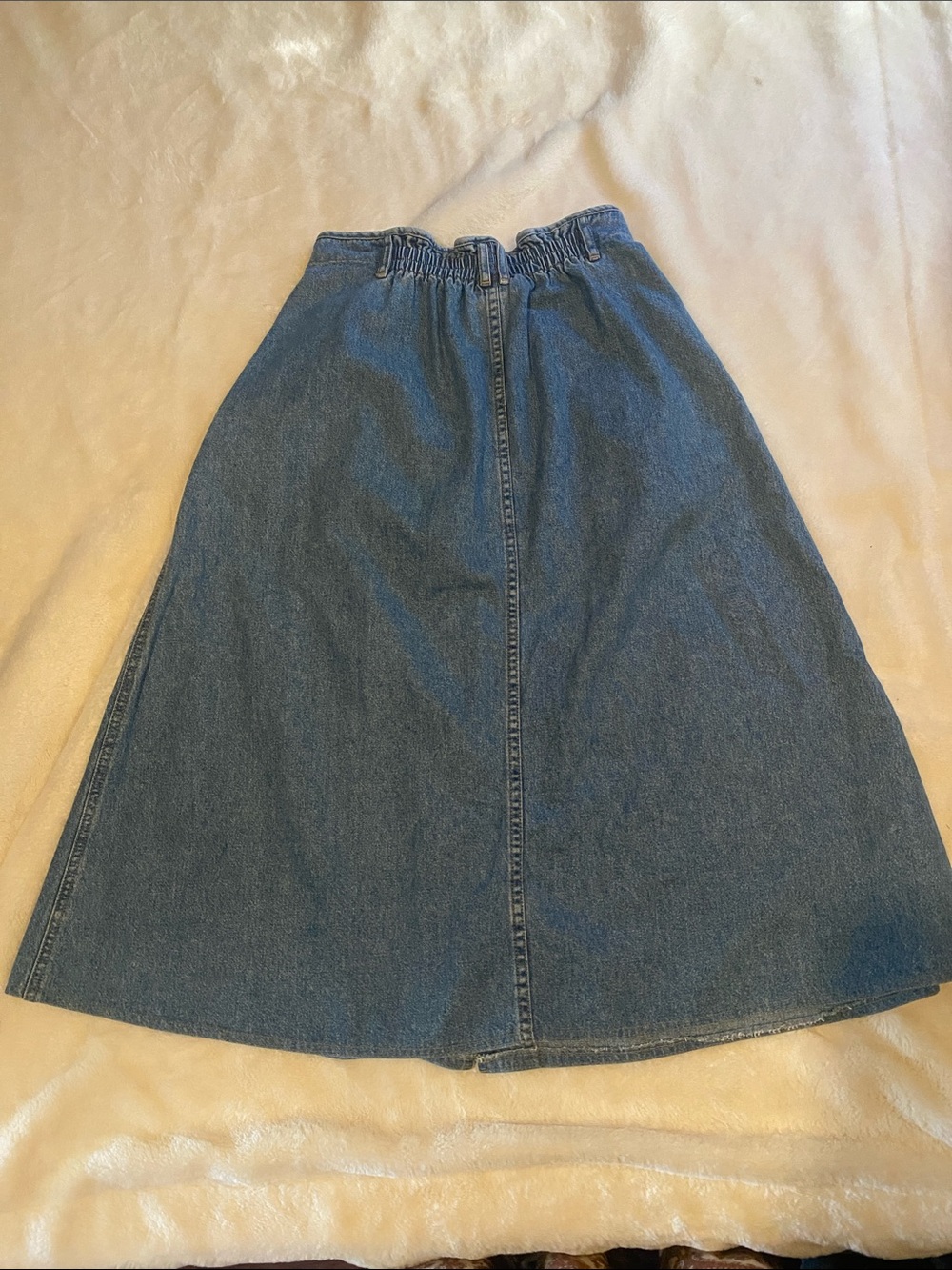 A line Gathered Waist Denim Skirt Knee Length Size 4 LizWear - Picture 3 of 6
